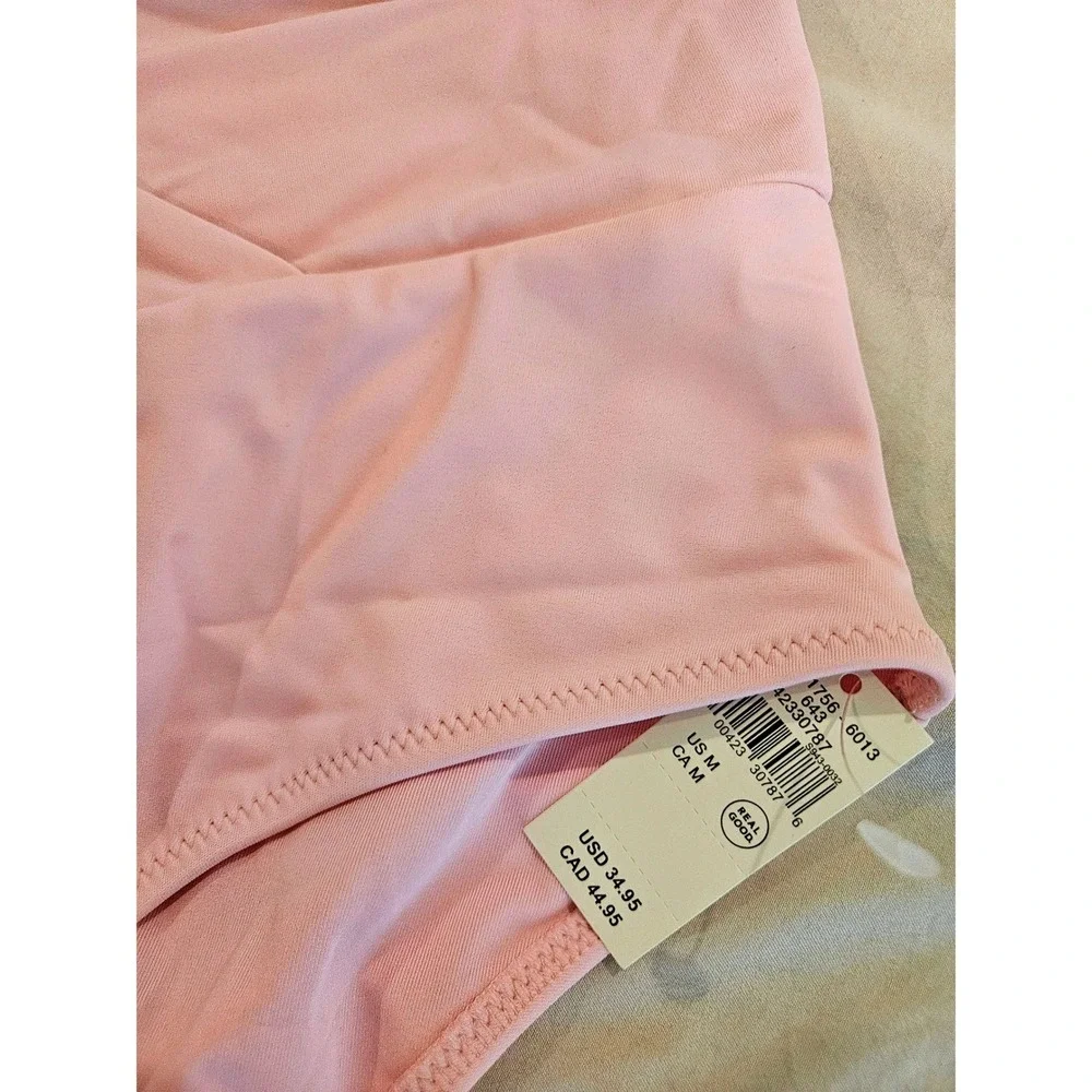 Aerie Real Good Pink High Waisted Crossover Bikini Bottoms UPF 50 Womens Size M